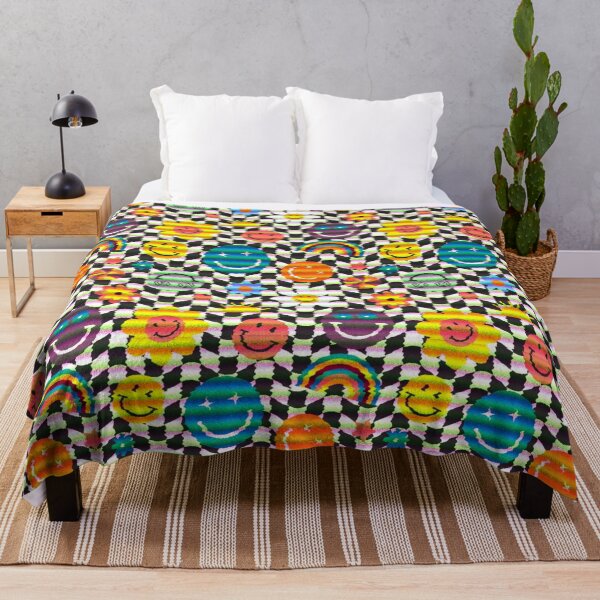 Item preview, Colorful Smiley Face Flower Rainbow Checkered Pattern designed and sold by Patternawy.