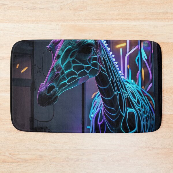 Item preview, Cyber - Giraffe With Blue - purple Neon Lights designed and sold by Smuvu-Pictures ⭐⭐⭐⭐⭐.