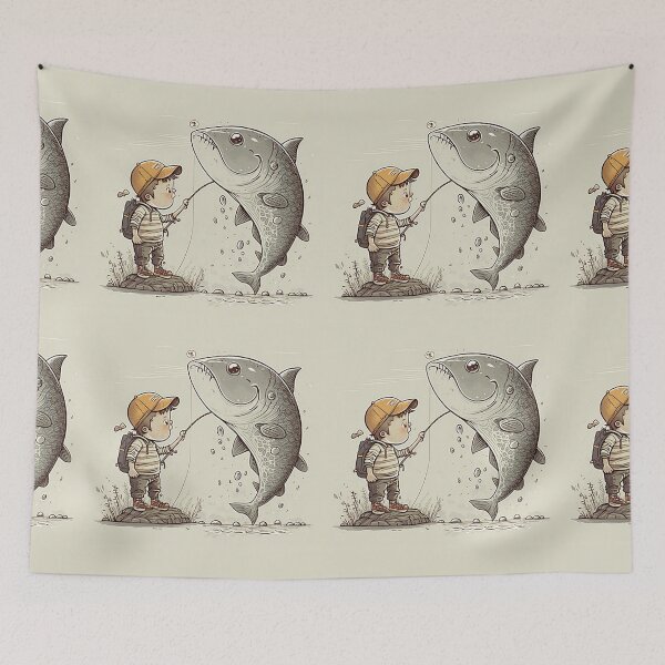 Item preview, Little boy fishing carp gift designed and sold by TeeArtistry.