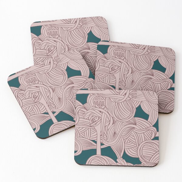 Item preview, Swirly Pasta - pink on green repeat pattern designed and sold by LucyFaulke.