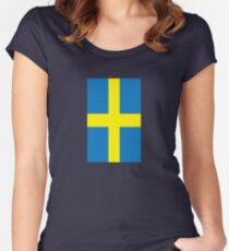 Sweden Flag Pattern Women's Fitted Scoop T-Shirt