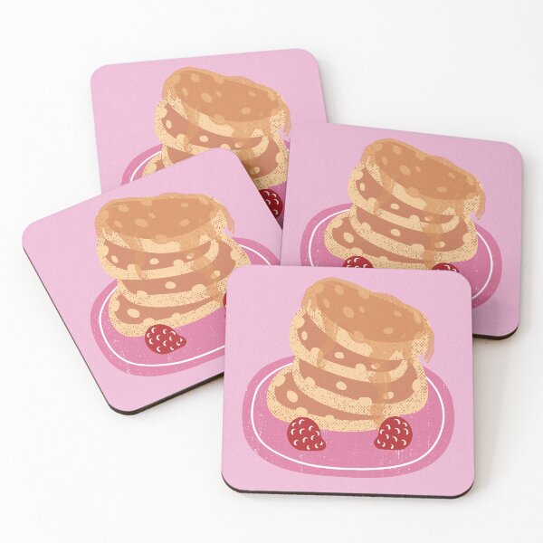 Item preview, Poster Stack of Pancakes with Syrup Illustration, Red, Pink Grainy Style 90s Aesthetics, Strawberry Plate Hand Drawn designed and sold by Dazzline Designs.