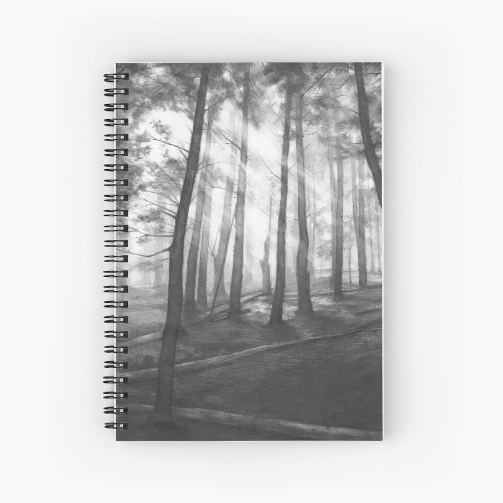 Cuaderno de espiral «Bosque oscuro - dibujo a lápiz realista» de  kkmiecikart | Redbubble