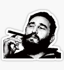 Young Fidel Castro Smoking Cigar Sticker