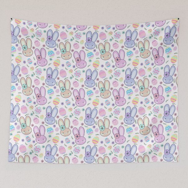 Item preview, Cute Easter bunny and colorful eggs pattern  designed and sold by Yarafantasyart.