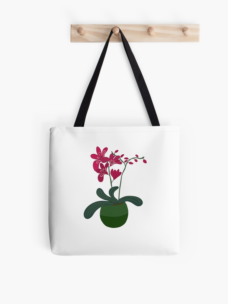 Thumbnail 1 of 2, Tote Bag, Orchids in a pot designed and sold by Lotta Wanner.
