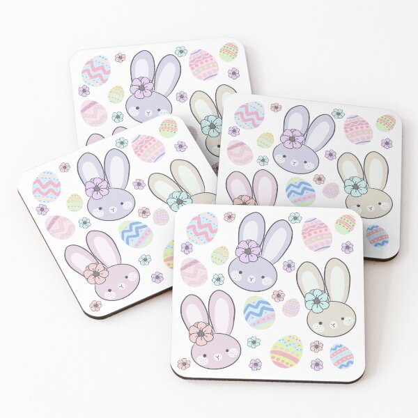 Item preview, Cute pastel Easter bunny and colorful eggs pattern  designed and sold by Yarafantasyart.