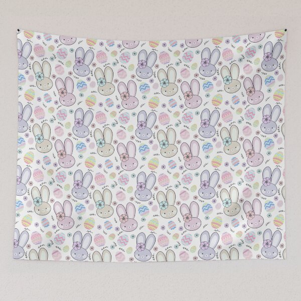 Item preview, Cute pastel Easter bunny and colorful eggs pattern  designed and sold by Yarafantasyart.