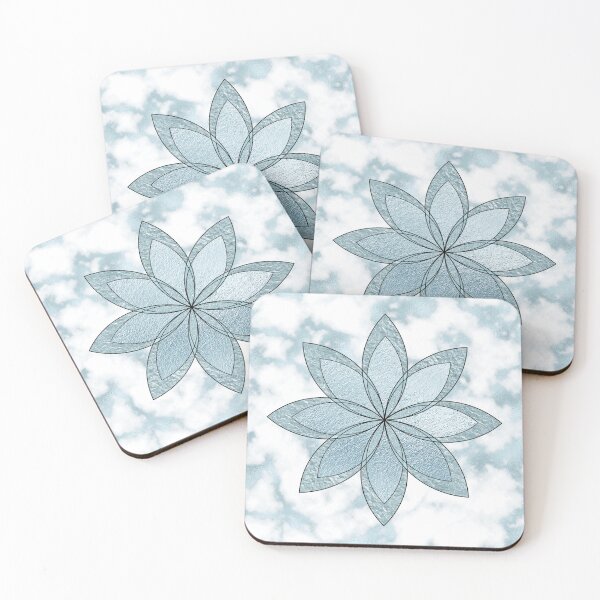 Item preview, Shimmering geometric flower in light blue marble and foil designed and sold by Flowerlake.