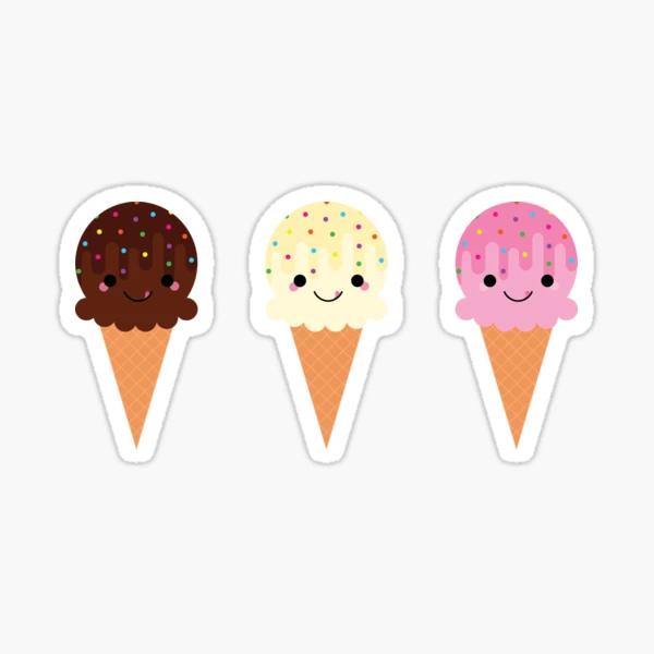 kawaii food- cute Ice cream, pink, turquoise' Sticker