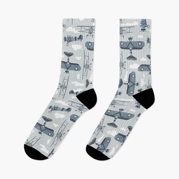 Item preview, Sky is the limit // bunny grey background hale navy and bali blue vintage airplanes in the clouds designed and sold by SelmaCardoso.