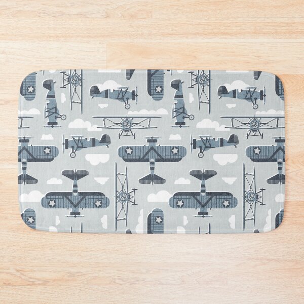 Item preview, Sky is the limit // bunny grey background hale navy and bali blue vintage airplanes in the clouds designed and sold by SelmaCardoso.
