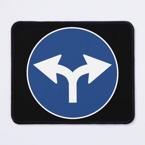 Item preview, Right and left turn metaphoric blue road sign design designed and sold by Luca Marella.