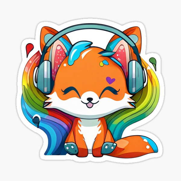 Headphones Sticker — Quick Brown Fox Letterpress