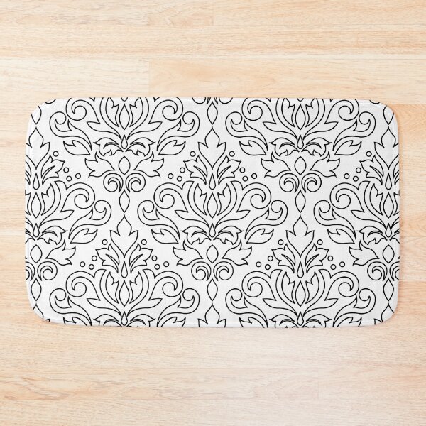 Item preview, Scroll Damask Black on White Line Pattern designed and sold by NataliePaskell.