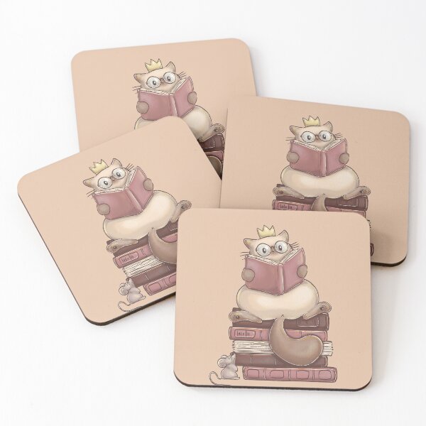 Item preview, Cat reading on a book stack and a mouse designed and sold by Denise, Denisn't.