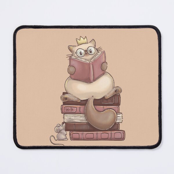 Item preview, Cat reading on a book stack and a mouse designed and sold by Denise, Denisn't.