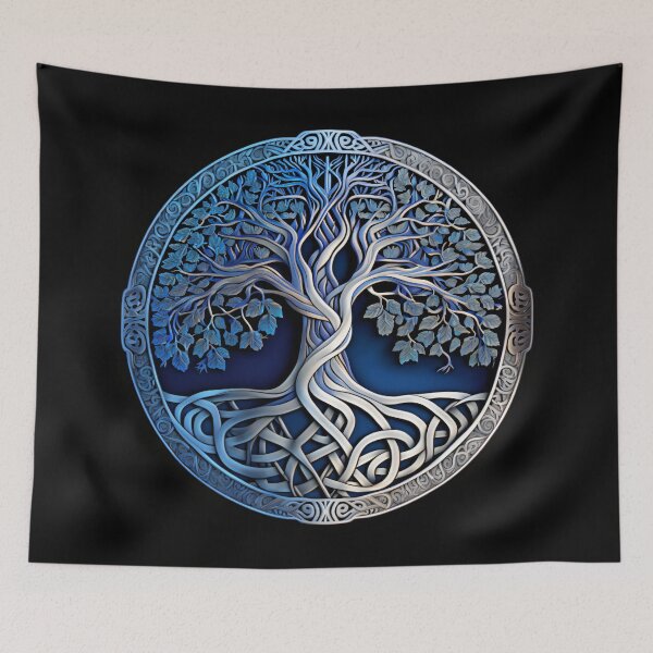 Item preview, Celtic tree of life in cobalt and silver. designed and sold by Left-Hand-Tree.