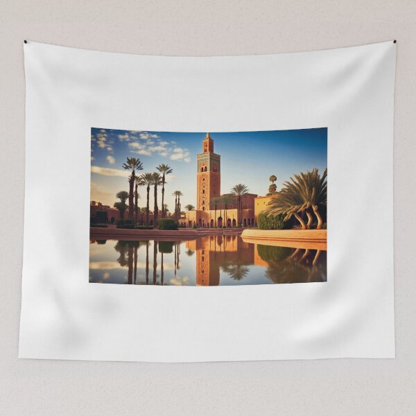 Item preview, Moroccan Oasis Mosque: A Serene Blend of Architecture and Nature designed and sold by BENMBARK.