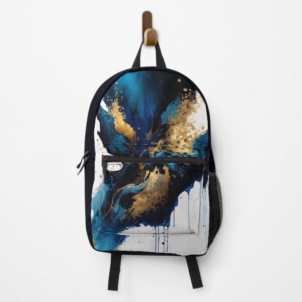Item preview, Golden Blue Spalsh of Paint "Stormy Strife" - Abstract Contemporary Art designed and sold by inkvestor.