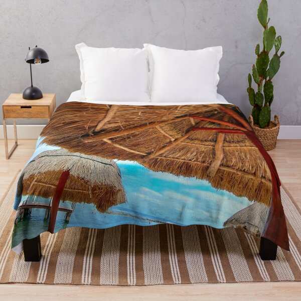Item preview, Paradise Found: Thatched Umbrella on a Caribbean Beach with Stunning Ocean View designed and sold by PhotografeeMrsB.