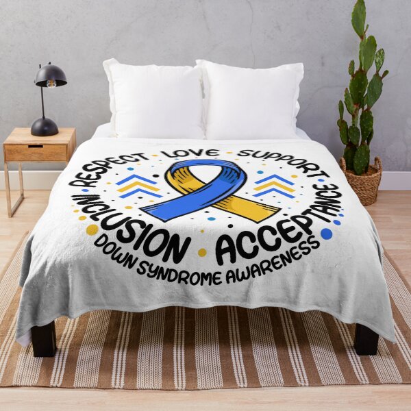 Item preview, Down Syndrome Blue and Yellow Ribbon Respect Love Support Down Syndrome Awareness designed and sold by Go-Fun.