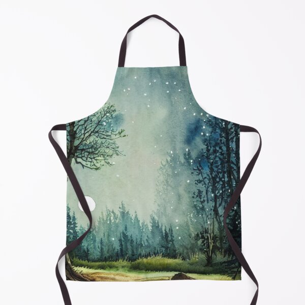 Item preview, Winter Evening Forest Landscape Watercolor Painting designed and sold by redjaygraphics.