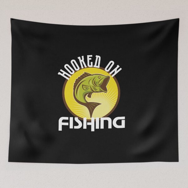 Item preview, Hooked on Fishing, Fish Lover Typography Quote, Cute Fish Cartoon  designed and sold by thedazzlingmonk.