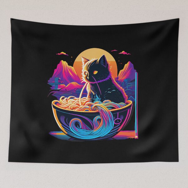 Item preview, Cat Ramen Synthwave designed and sold by pedrogag.