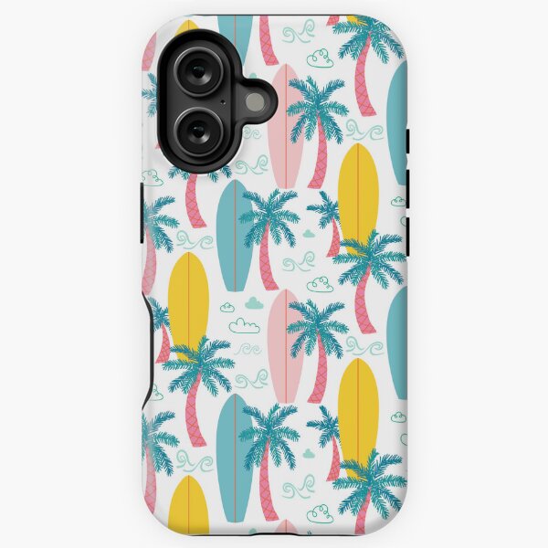 Surf-pattern white iPhone Tough Case