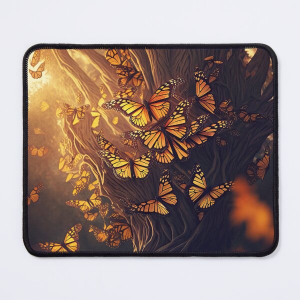 Item preview, AI generated Abstract Background with Monarch Butterflies swarm around a Tree . AI generated Illustration. designed and sold by svetlanna.
