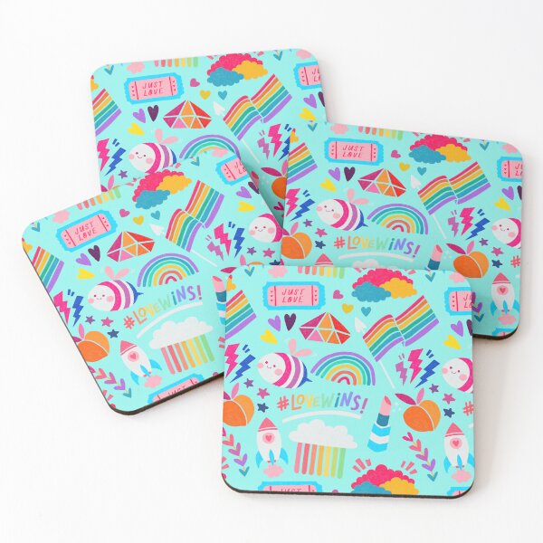 Item preview, Cute Pride Themed Seamless Pattern Turquoise | designed and sold by MadeByBeata.