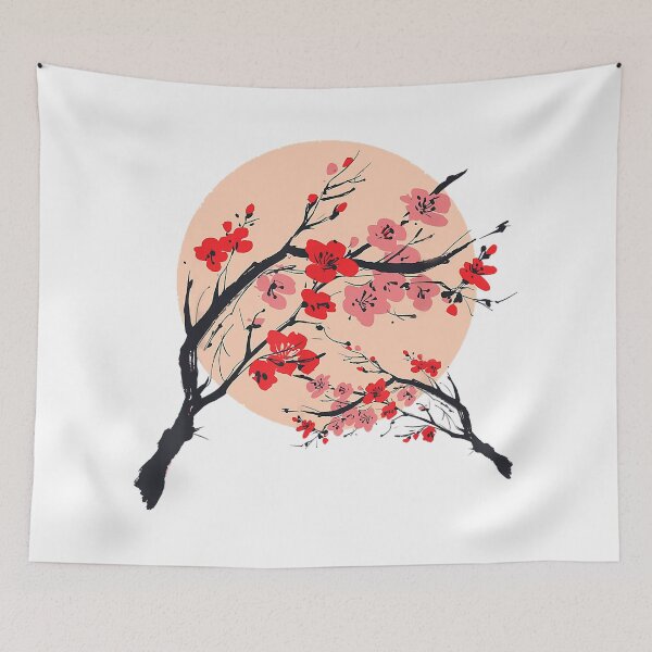 Item preview, Japanese Pink Sakura Red Cherry Blossom Flower Moon Kawai designed and sold by debrahowe86.