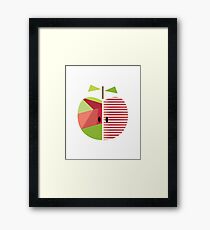 apple, geometric apple, red, green design Framed Print