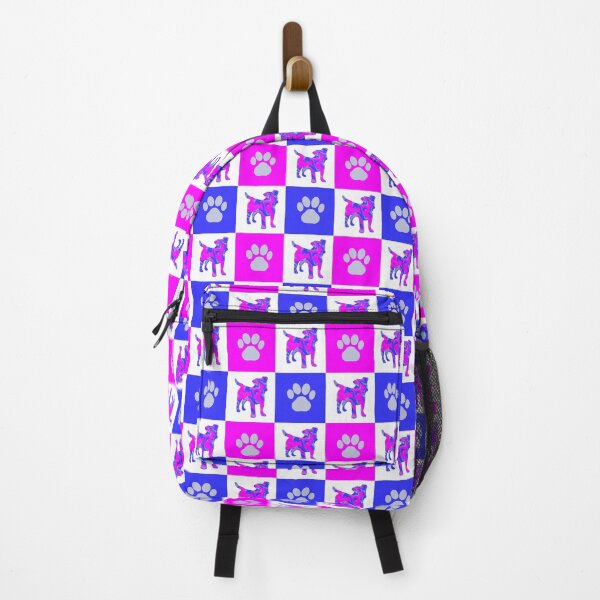 Item preview, Jack Russell Terrier Dog & Paw Print Crazy Hot Pink & Blue Swirls designed and sold by AMSonArt.