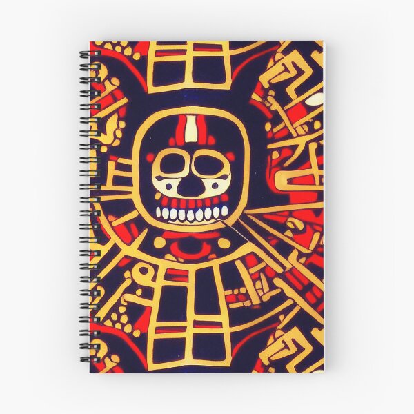 Item preview, Lady Of Death Mictēcacihuātl - Aztec / Mexica Style Design in Yellow and Red on Black  designed and sold by Fine Prints.