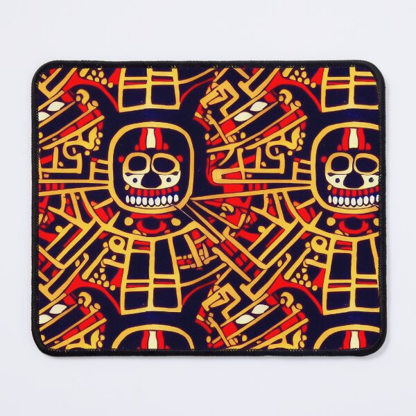 Item preview, Lady Of Death Mictēcacihuātl - Aztec / Mexica Style Design in Yellow and Red on Black designed and sold by Fine Prints.