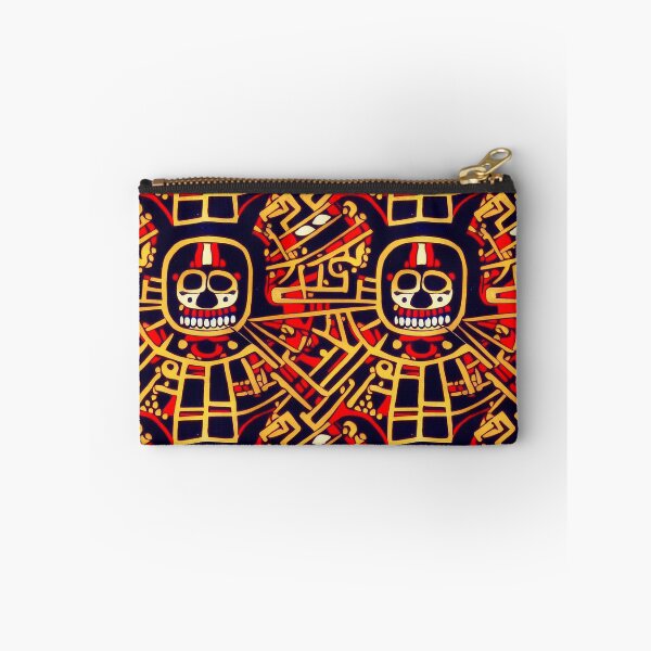 Item preview, Lady Of Death Mictēcacihuātl - Aztec / Mexica Style Design in Yellow and Red on Black  designed and sold by Fine Prints.