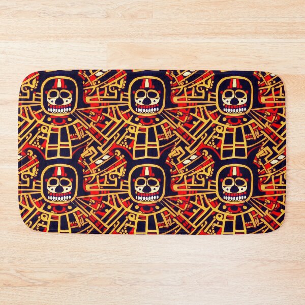 Item preview, Lady Of Death Mictēcacihuātl - Aztec / Mexica Style Design in Yellow and Red on Black  designed and sold by Fine Prints.