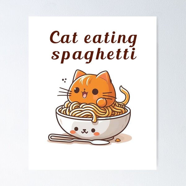 Item preview, Cat eating spaghetti  designed and sold by Wolf-Bros.