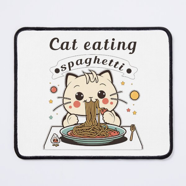 Item preview, Cat eating spaghetti designed and sold by Wolf-Bros.