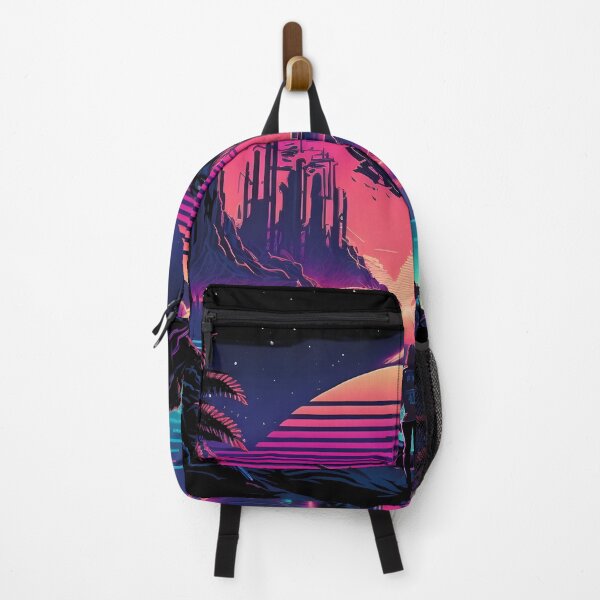 Item preview, Synthwave cyberpunk woman looking at the sunset with mystery creature designed and sold by SJG-digital.