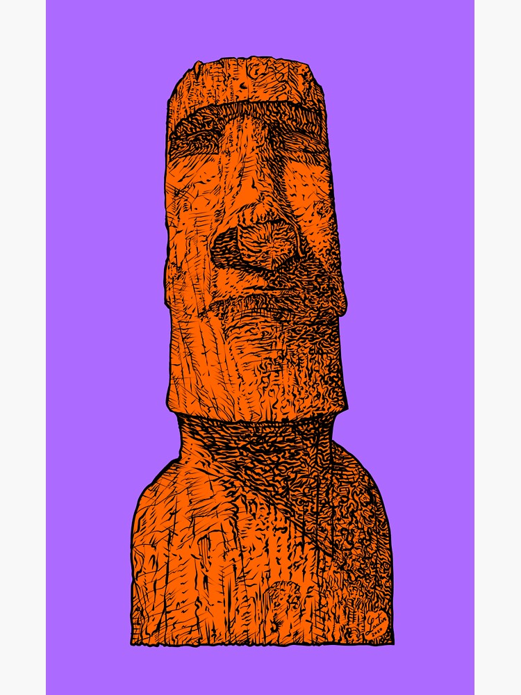 EMOJI STICKER, grey Moai statue art, png