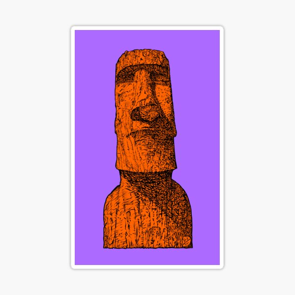 EMOJI STICKER, grey Moai statue art, png