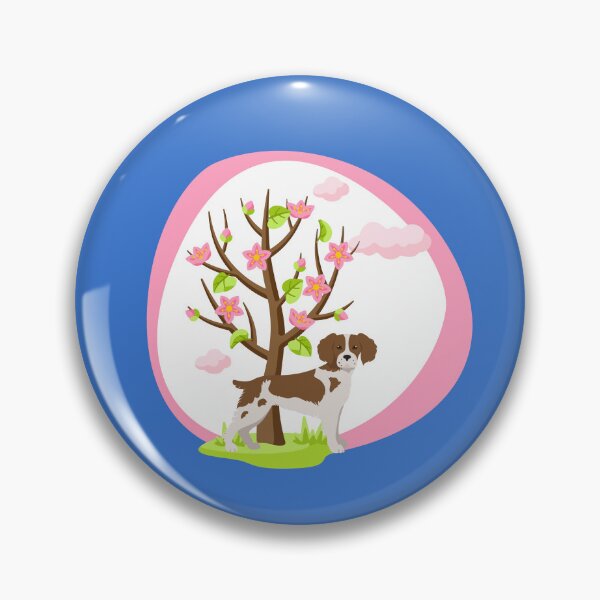 Item preview, Britanny Spaniel Dog with Spring Blossom Tree designed and sold by SeasonalDogs.