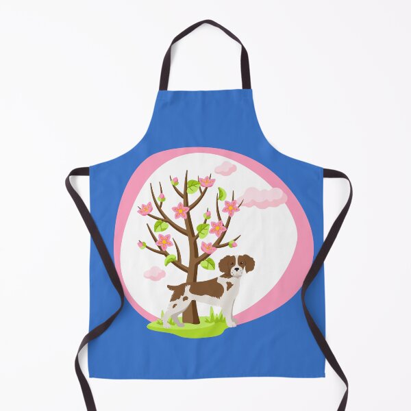 Item preview, Britanny Spaniel Dog with Spring Blossom Tree designed and sold by SeasonalDogs.