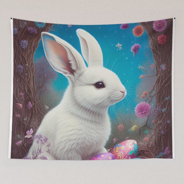 Item preview, Colorful Festive Easter Eggs Easter Bunny Spring Flowers Version 71 designed and sold by DreamingAwake1.