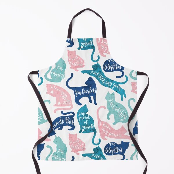 Item preview, Be like a cat // white background pastel pink blue aqua and teal cat silhouettes with affirmations designed and sold by SelmaCardoso.