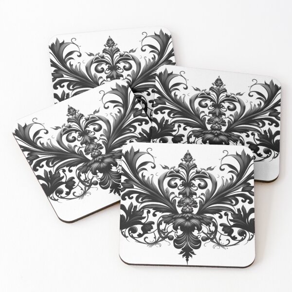 Artikelvorschau, Schwarzes barockes Blumenmuster entworfen und verkauft von warzin.