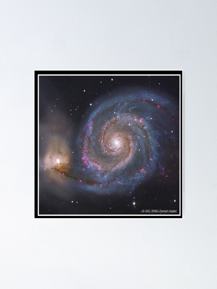 Alternate view of The #Whirlpool #Galaxy #SpiralGalaxy, Astronomy, Cosmology, AstroPhysics, Universe Poster